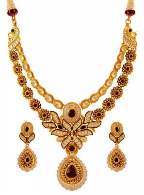 Elegant 22K Gold Kundan Set ( Antique Necklace Sets )