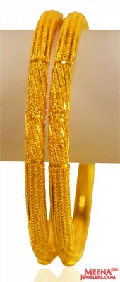 22Kt Gold Filigree Bangles (2 Pcs)  ( Gold Bangles )
