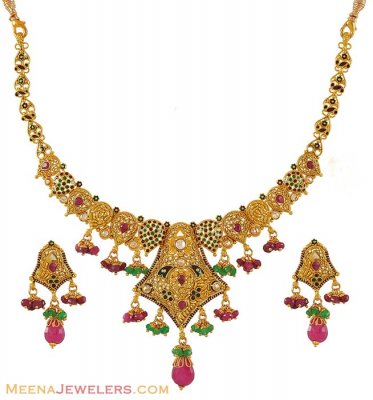 Gold Indian Antique Set ( Antique Necklace Sets )