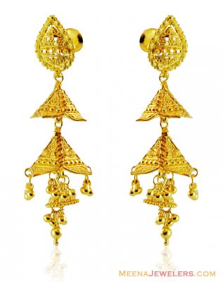 Fancy 22K Chandelier Earrings ( 22Kt Gold Fancy Earrings )