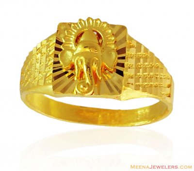 Mens 22K Gold Ganesh Ring ( Religious Rings )