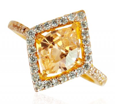 22Kt  Gold  Topaz  Ring ( Ladies Rings with Precious Stones )