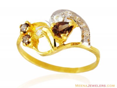 22k Fancy Colored Stones Gold Ring ( Ladies Signity Rings )
