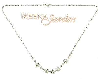 22kt white Gold Chain (Necklace) with CZ ( Necklace with Stones )