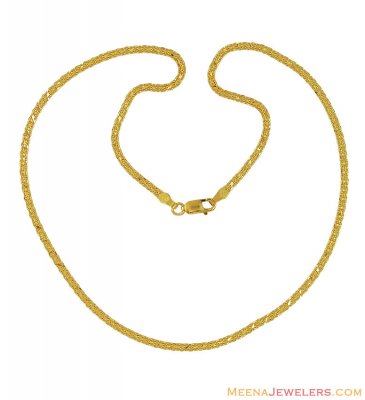 22K Indian Gold Chain(16 Inch) ( Plain Gold Chains )