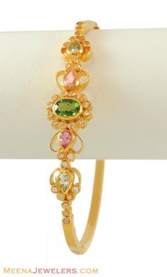 Gold Bangles with colored CZ ( Stone Bangles )