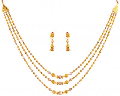 22k Gold Layered Necklace Set ( 22 Kt Gold Sets )