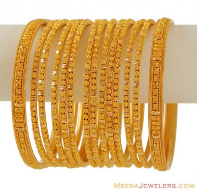 Hand made bangles (22k gold) ( Set of Bangles )