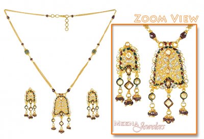 Antique Gold Necklace with MeenaKari ( Antique Necklace Sets )