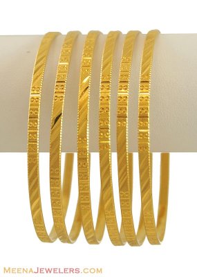 22Kt Gold Plain Bangles ( Set of Bangles )
