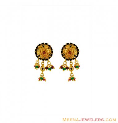 22k Hanging Ruby Emerald Tops ( 22 Kt Gold Tops )