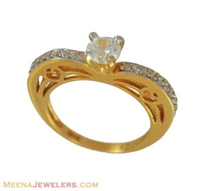 22K Solitaire Ring (Signity) ( Ladies Signity Rings )