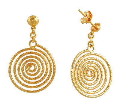 Gold Spiral Earrings ( 22Kt Gold Fancy Earrings )