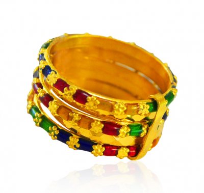 22k Gold Meenakari Ring ( Ladies Gold Ring )