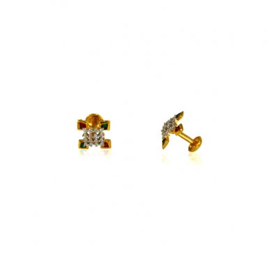 22K Gold Tops with CZ  ( Signity Earrings )