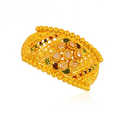 22K  Gold Meenakari Ring  ( Ladies Gold Ring )