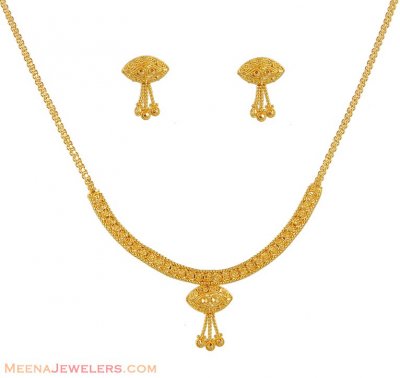 Necklace Earring Set (22K Gold) ( Light Sets )