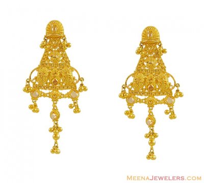22k Gold Polki Earrings ( 22Kt Gold Fancy Earrings )