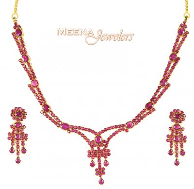 Infant Jewelry Sets on Set   Psru2668   22k Gold Ruby Designer Necklace And Earrings Set