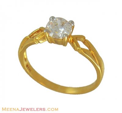 Gold Solitaire Ring (Star Signity)  ( Ladies Signity Rings )