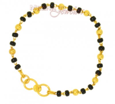 22kt Gold Baby Bracelet with black beads ( Black Bead Bracelets )