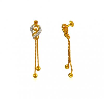 Two Tone Earrings (22K Gold) ( 22Kt Gold Fancy Earrings )
