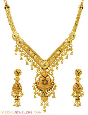 22k Combination Necklace Set - StGo10384 - 22k gold designer necklace
