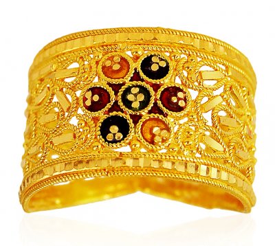 22K  Gold Meenakari Ring  ( Ladies Gold Ring )