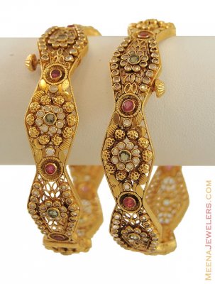 Gold Designer Antique Bangles  ( Antique Bangles )