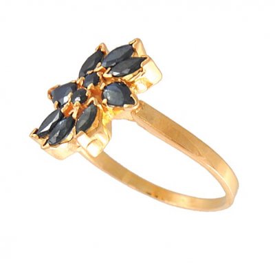 22k Gold Sapphire Ring  ( Ladies Rings with Precious Stones )