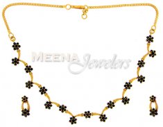 22 Kt Gold Sapphire Set ( Sapphire Necklace Sets )