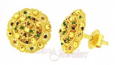 22Kt Gold Meenakari  Earrings  ( 22 Kt Gold Tops )