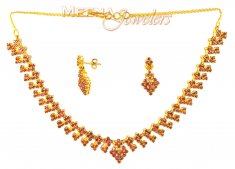 22 Kt Gold Ruby Set ( Ruby Necklace Sets )