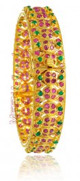 22Kt Gold Bangle with Ruby and Emerald