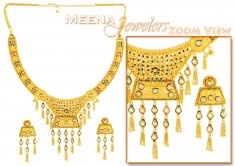 22Kt Gold Necklace Set (Polki Style)