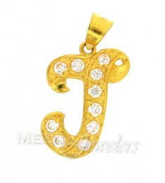 22Kt  Gold Pendant with Initial(J)