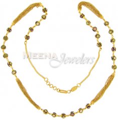 22Kt Ladies Chain With Meena and SemiPrecious Stones