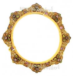 22 Kt  Antique Gold Bangles Enamel With Semi Precious Stone ( Antique Bangles )