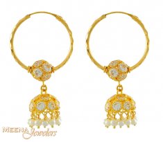 Gold Hoops with Pearls ( Hoop Earrings )