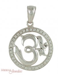 18kt White Gold Om Pendant ( Om Pendants )