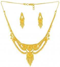 Gold Necklace and Earrings Set