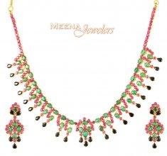 Ruby, Emerald, Sapphire Necklace ( Combination Necklace Set )