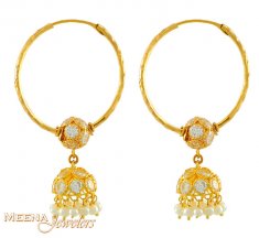 Gold Hoops with Pearls ( Hoop Earrings )