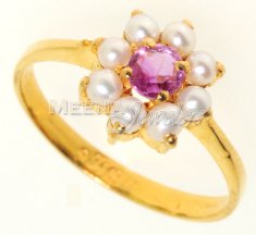 Gold Ring with Ruby & Pearl