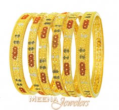 Gold Bangles Set (colorful paint) ( Set of Bangles )