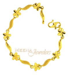 Gold Bracelet with Flower Shapes ( Ladies Bracelets )