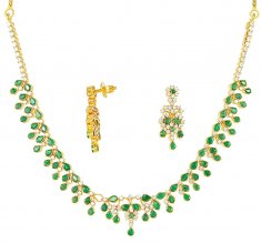 Emerald and CZ Necklace Set ( Emerald Necklace Sets )