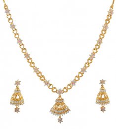 22Kt Signity Necklace Set ( Gold Designer Sets )