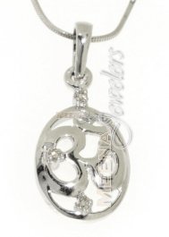 18Kt White Gold OM  Diamond Pendant 
