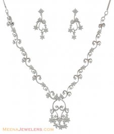 Fancy  White Gold Necklace Set ( White Gold Sets )